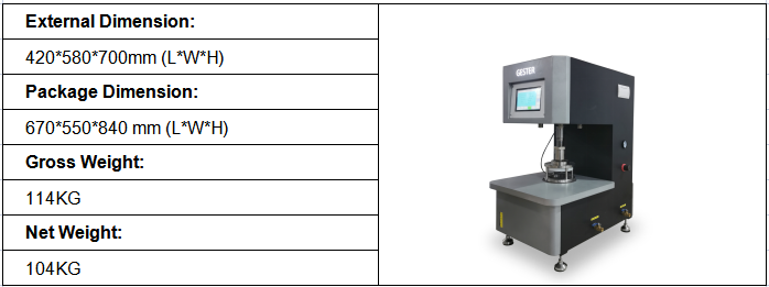 Dimensiones de la máquina de prueba de presión hidrostática de tela